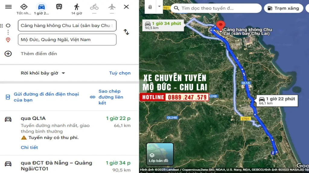 quảng đường từ mộ đức đi chu lai
