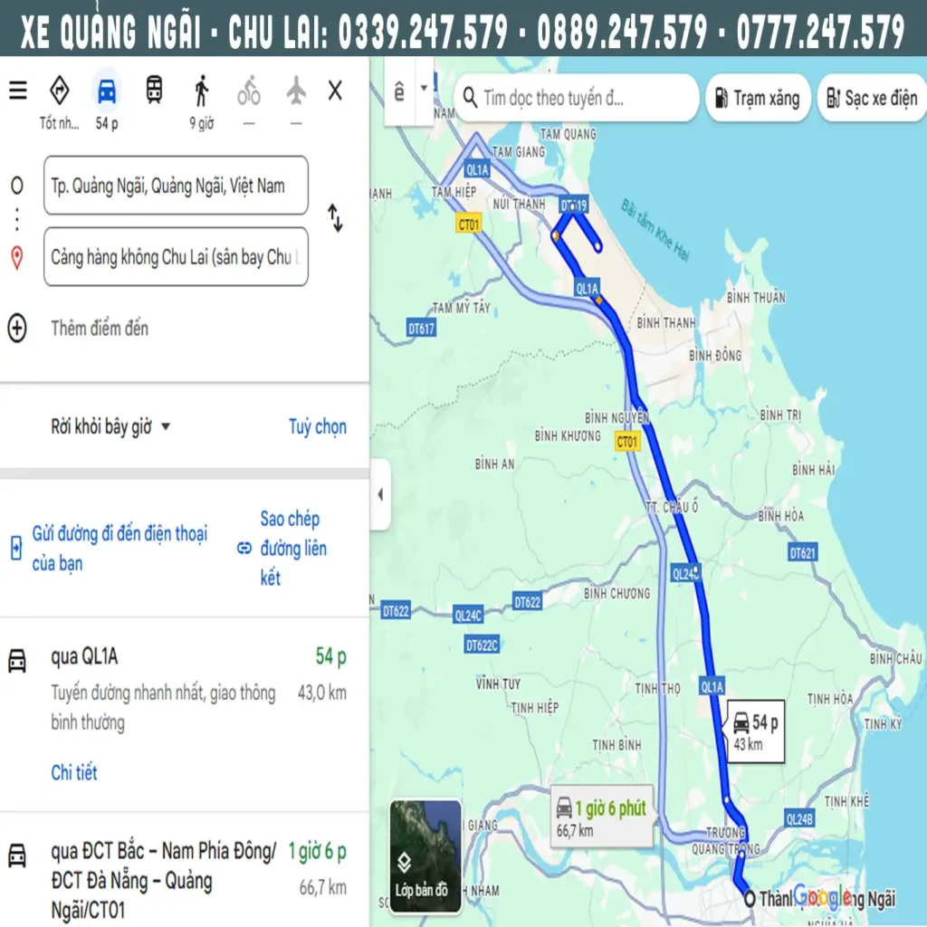 chặng chu lai - quảng ngãi dài bao nhiêu km?