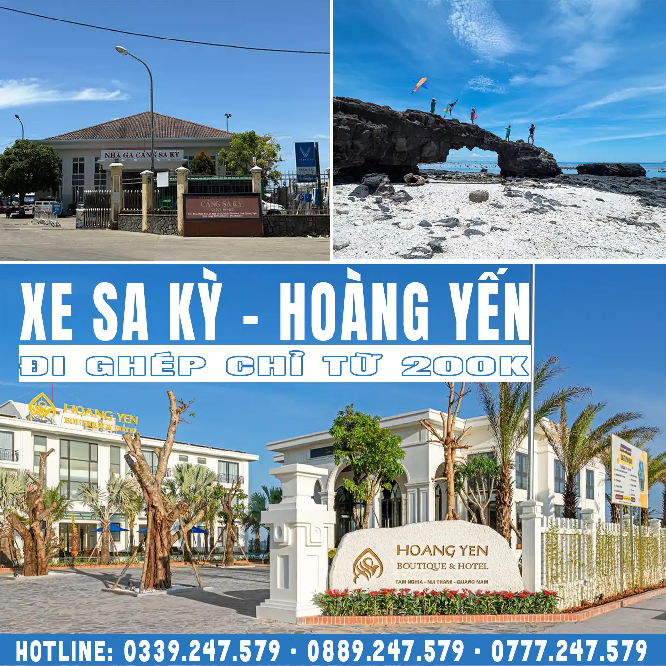 Xe Sa Kỳ Đi Hoàng Yến khách sạn gần sân bay Chu Lai