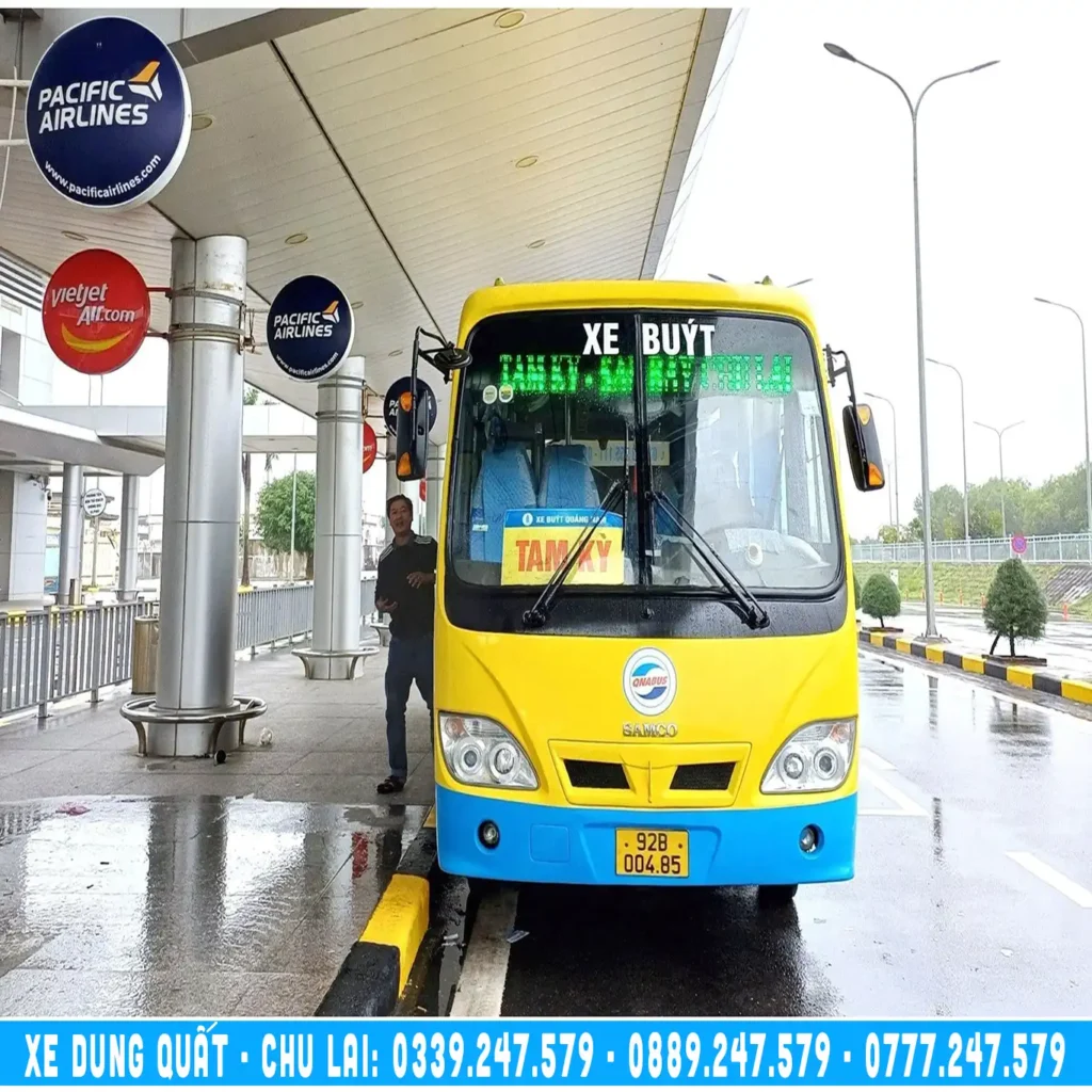 xe buýt tại sân bay chu lai