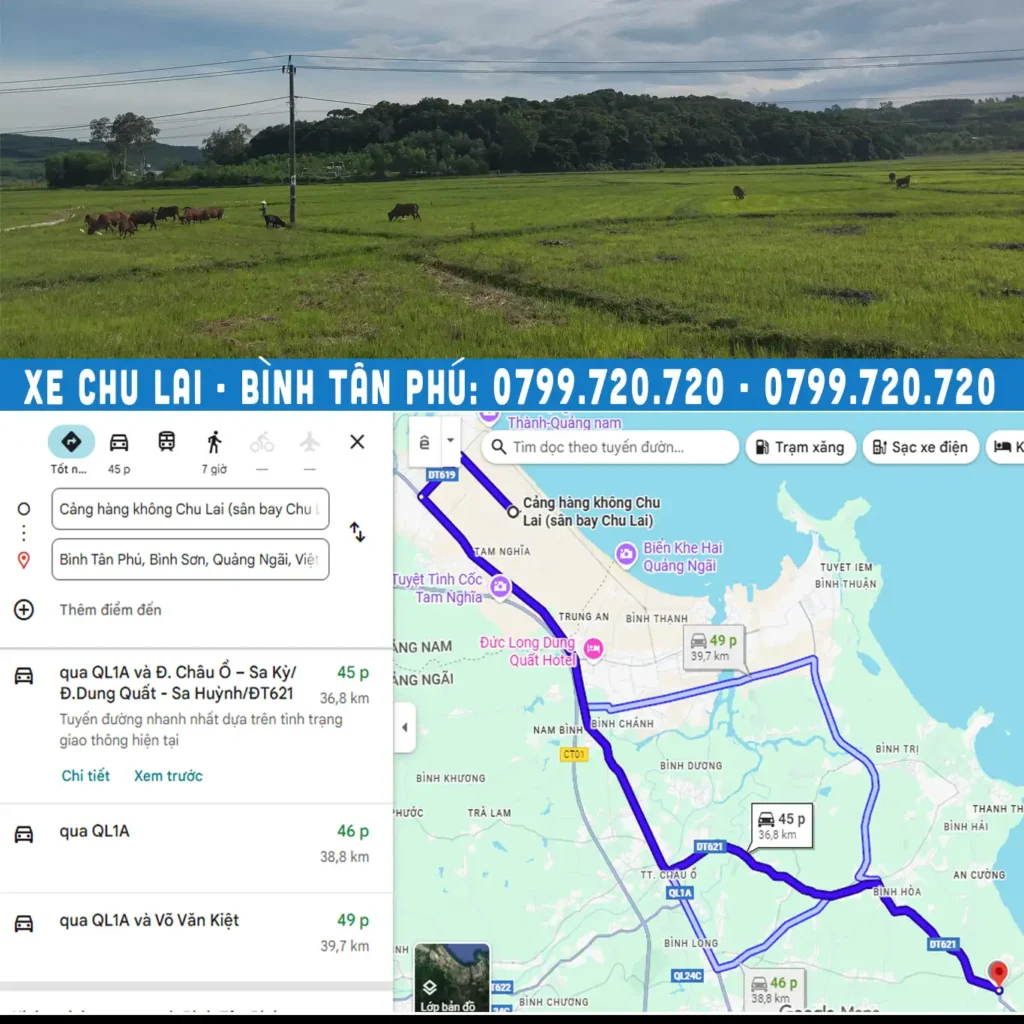 quảng đường từ chu lai đi quảng ngãi xã bình tân phú là bao nhiêu km