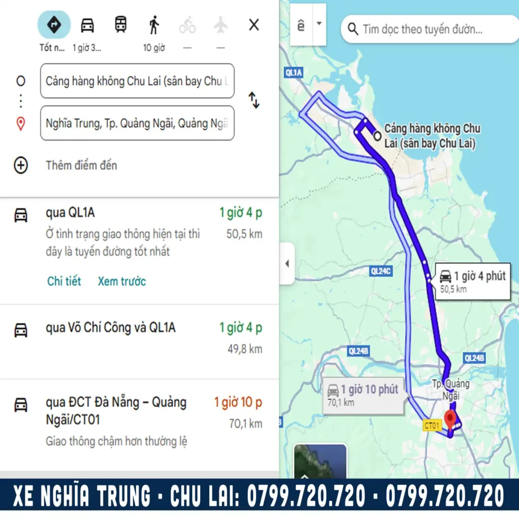 quảng đường từ chu lai đi nghĩa trung tư nghĩa