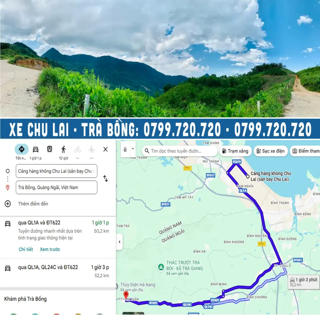 quảng đường xe chu lai đi trà bồng là bao nhiêu km