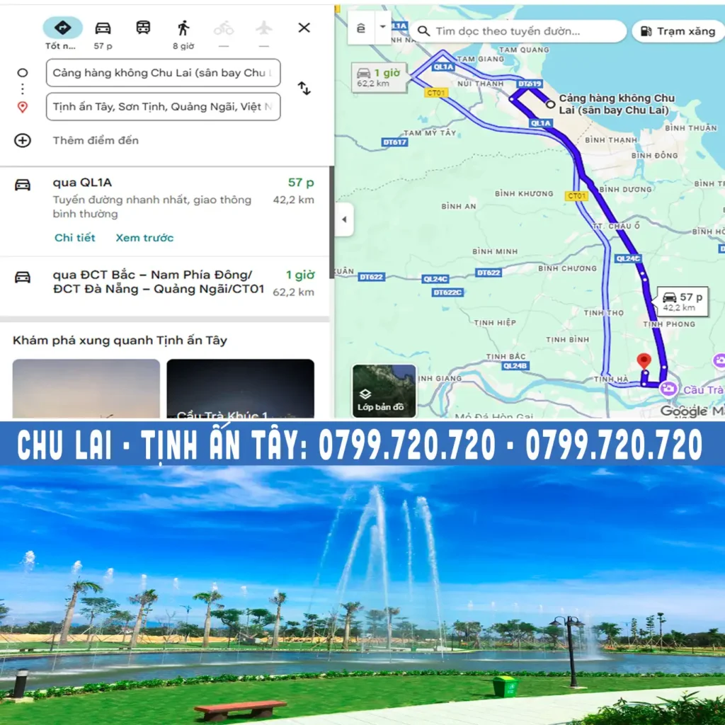 quảng đường từ chu lai đi tịnh ấn tây với xe ghép chu lai tịnh ấn tây
