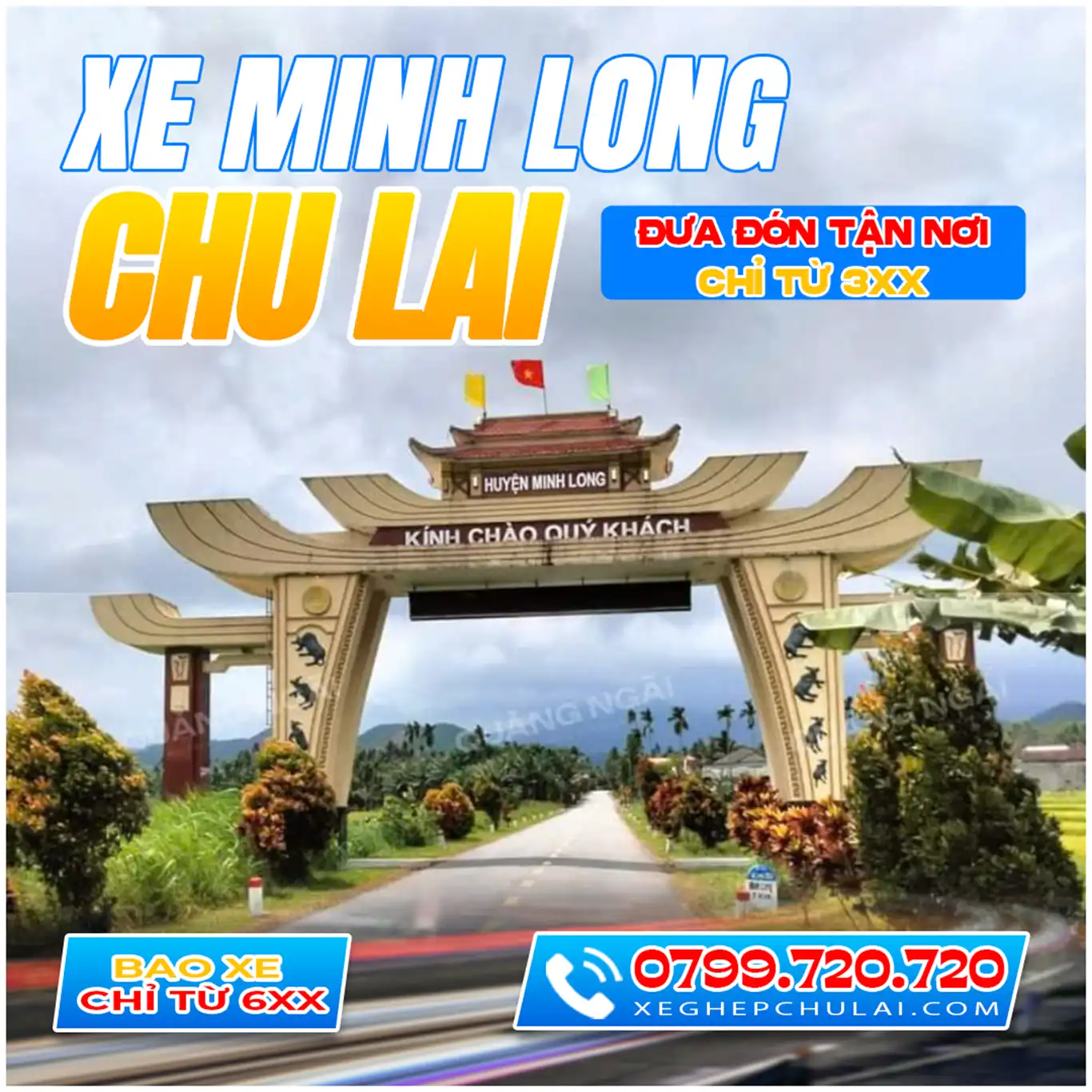 Xe Chu Lai đi Minh Long chỉ từ 3xx với Taxi Minh Long