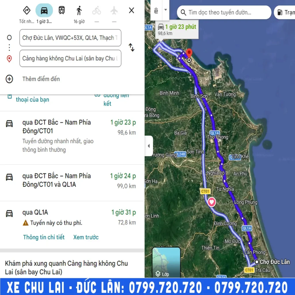 Đức Lân cách sân bay Chu Lai bao xa