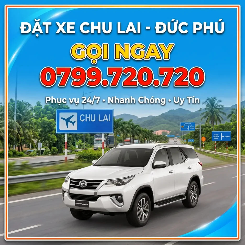 Đặt xe ghép Chu Lai Đức Phú qua số hotline 0799.720.720