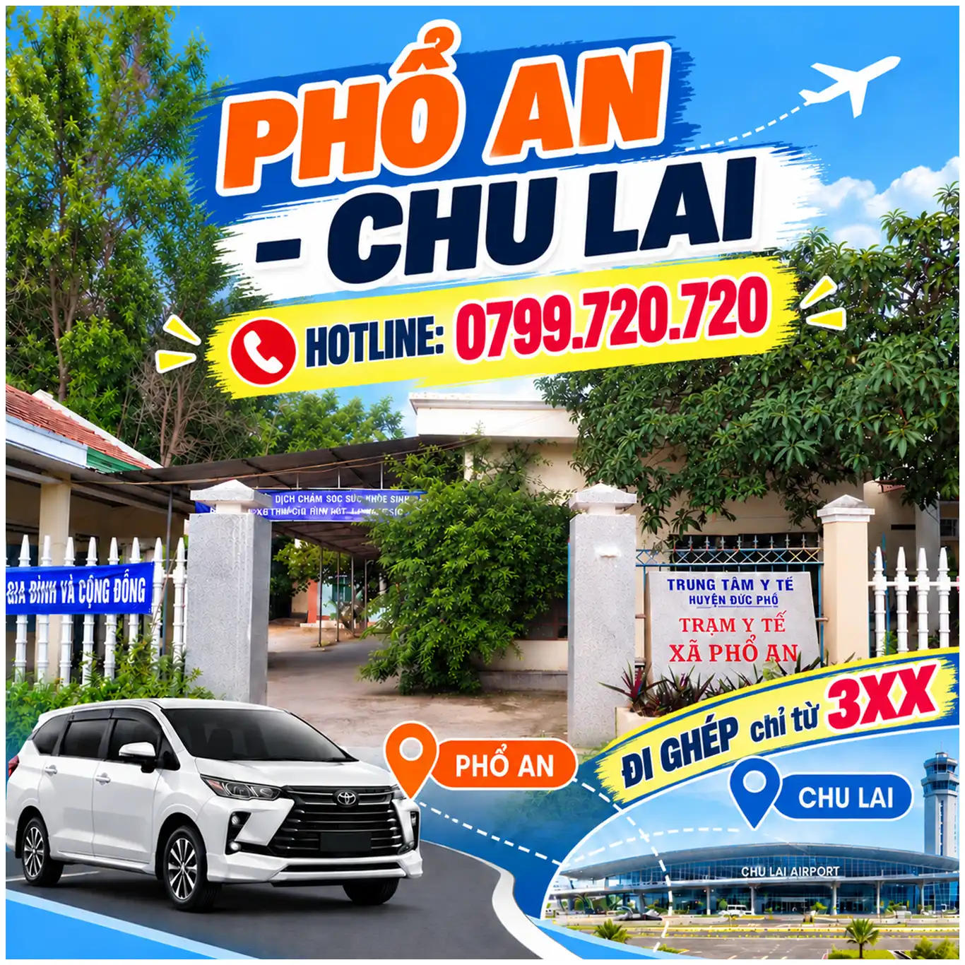 Xe Chu Lai đi Phổ An đặt xe dễ dàng qua số 0799.720.720